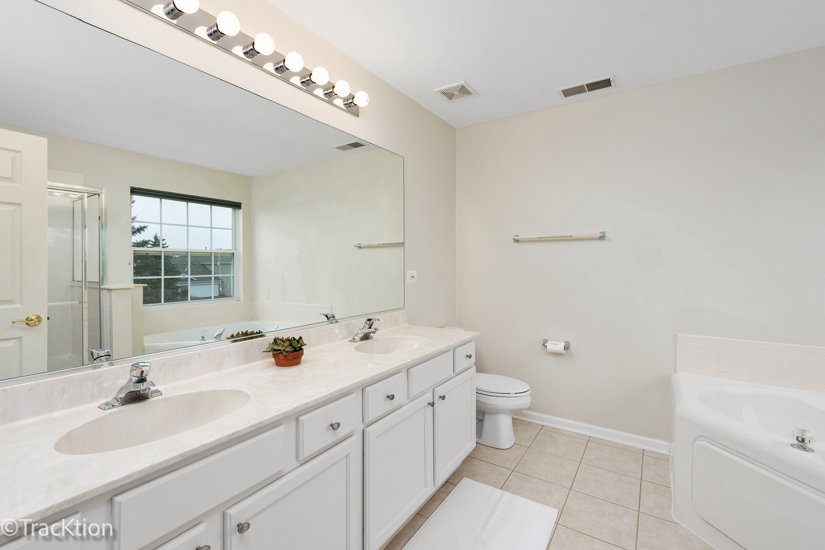 220 Brompton Lane, Unit A Sugar Grove, IL 60554 - Photo 17 of 19 a spacious bathroom with a double vanity sink mirror and toilet