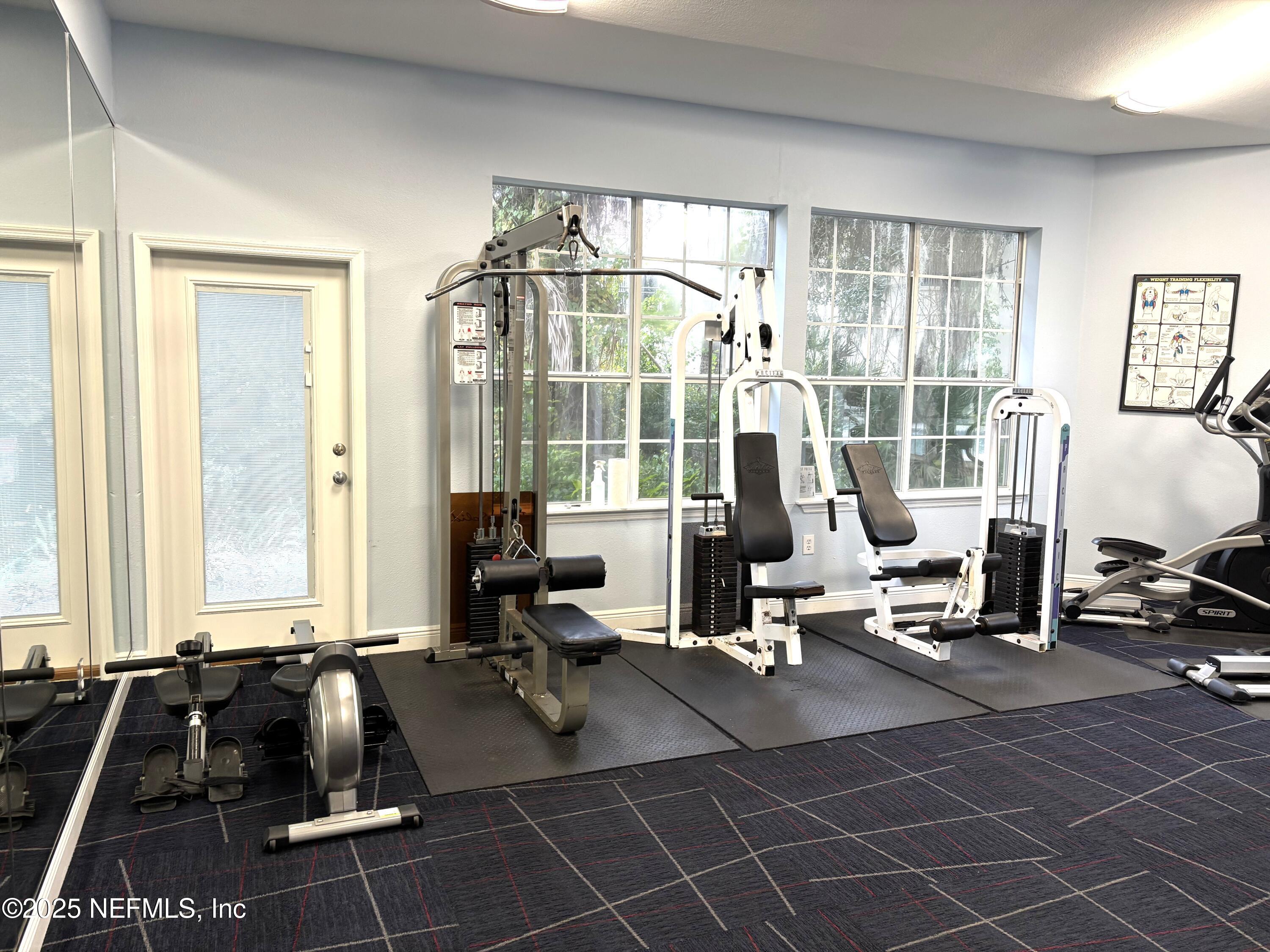 160 Veracruz Drive, Unit 422 Ponte Vedra Beach, FL 32082 - Photo 26 of 26 a room with gym equipment and floor to ceiling windows
