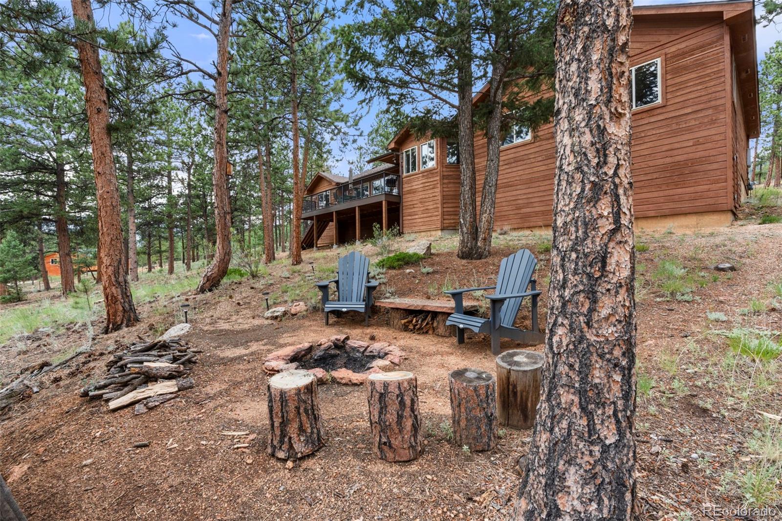 84 Marys Lane Bailey, CO 80421 - Photo 29 of 35 a backyard of a house with table and chairs