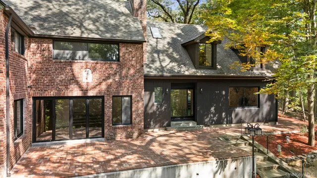 a view of a building with a bench