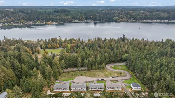 a view of a lake with a mountain view