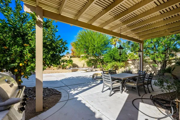 a patio with an outdoor space