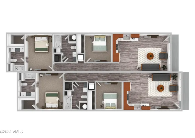 a view of a living room and kitchen