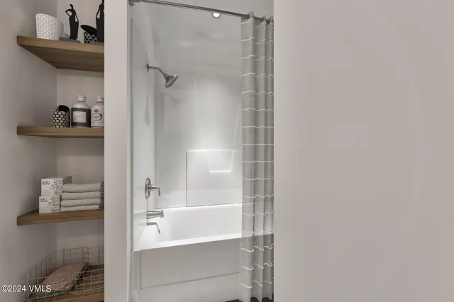 a bathroom with a shower