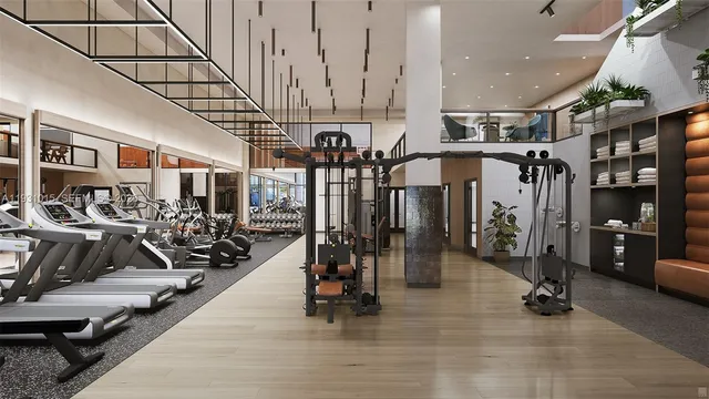 a view of a room with gym equipment