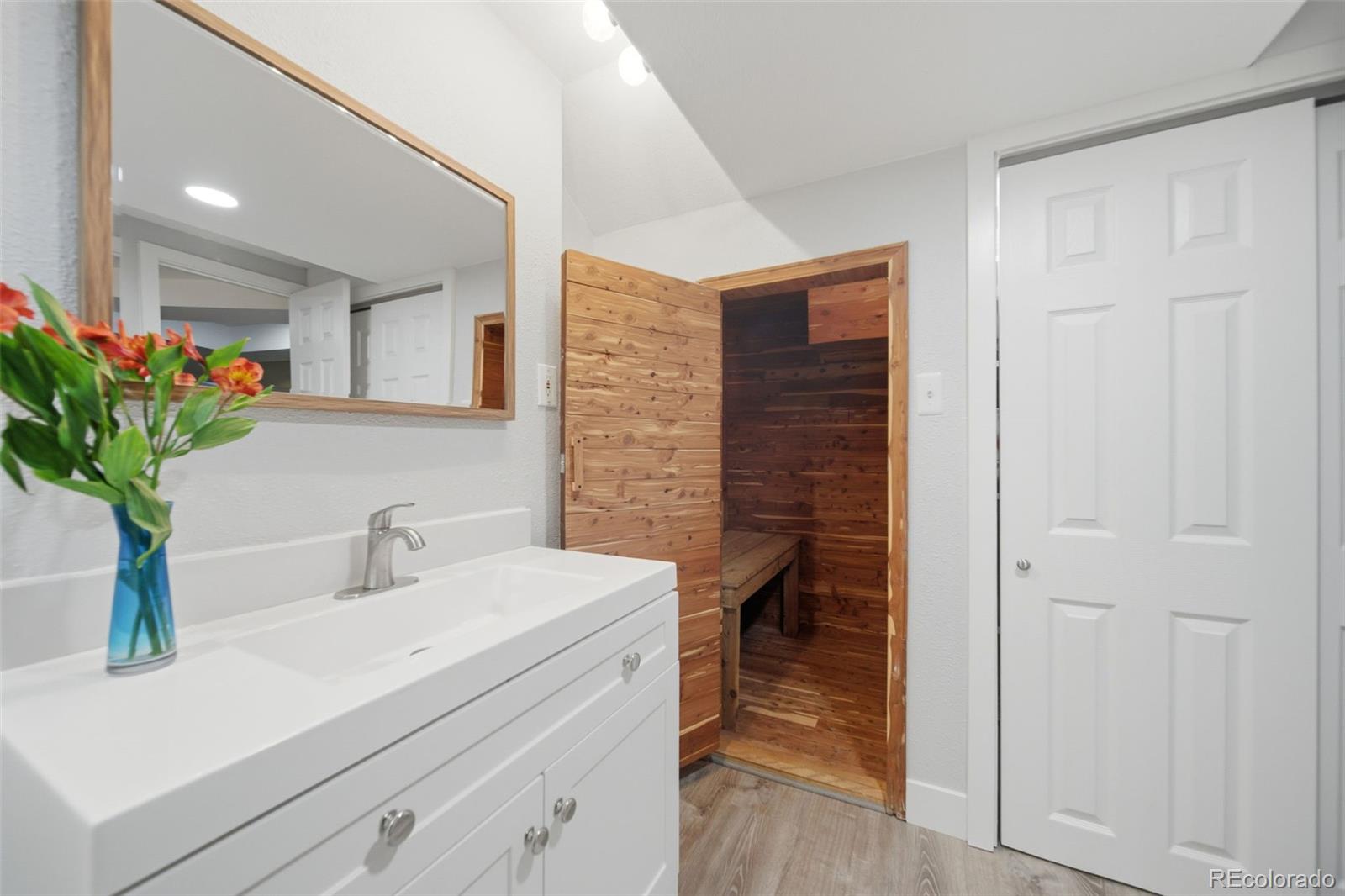 3045 Umatilla Street Denver, CO 80211 - Photo 28 of 48 a bathroom with a sink a potted plant and a shower