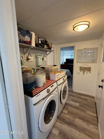 a utility room with dryer and washer