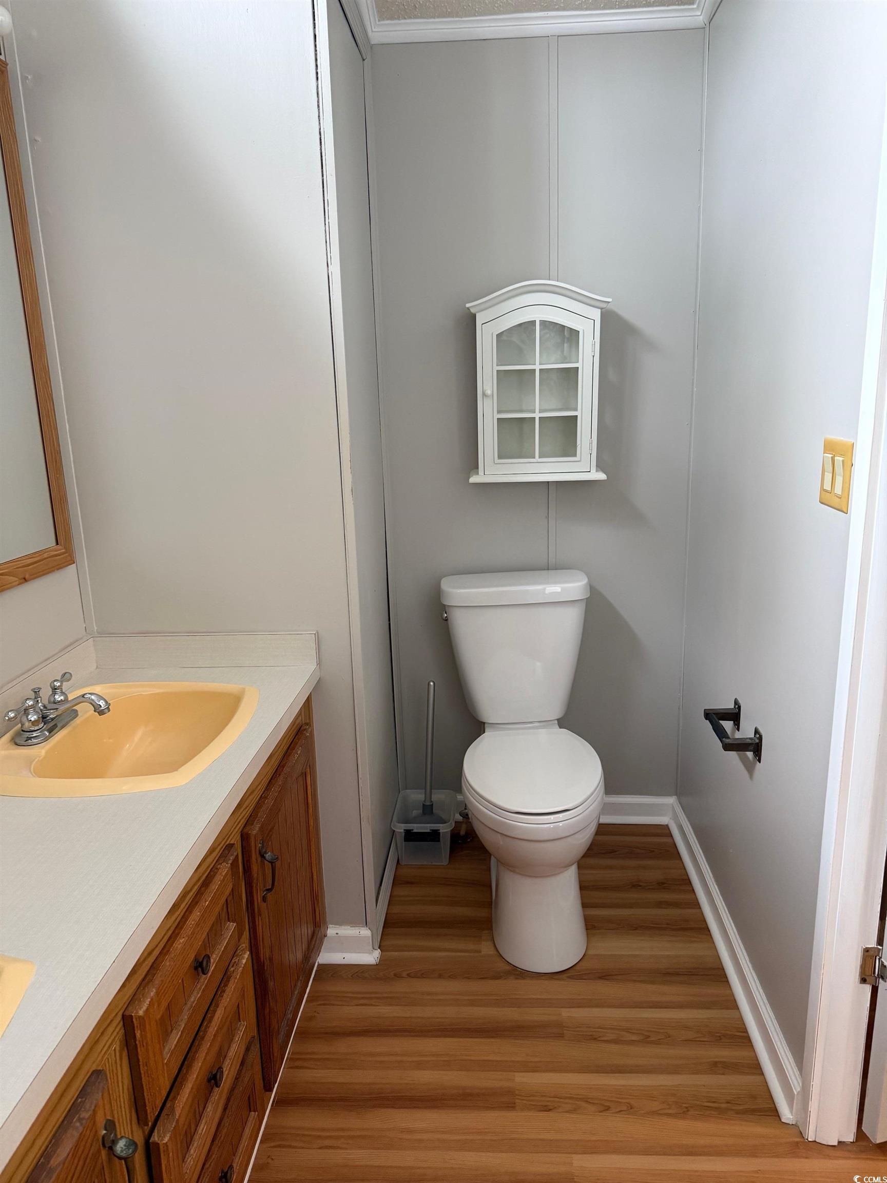 159 Crooked Island Circle Murrells Inlet, SC 29576 - Photo 16 of 20 Bathroom featuring double vanity, light wood-type flooring, a decorative wall, and ornamental molding