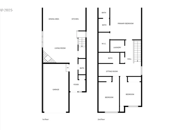 a view of a white house next to a yard with potted plants