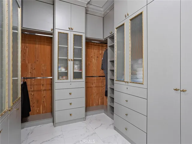 a view of a room with racks on the wall