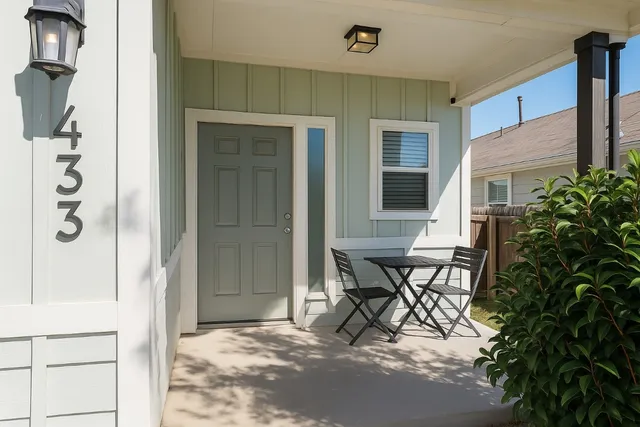a view of an outdoor space with seating area
