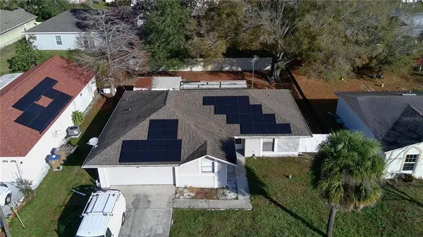 an aerial view of a house