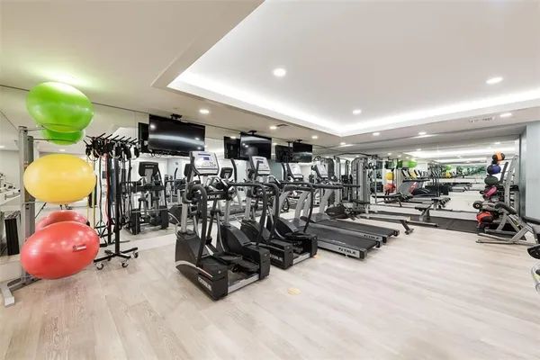 a view of a room with gym equipment