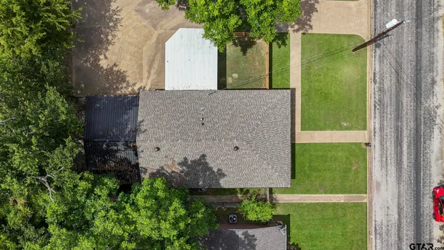 an aerial view of a house
