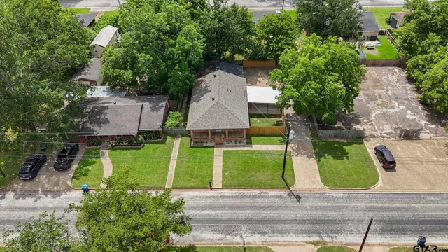 an aerial view of a house