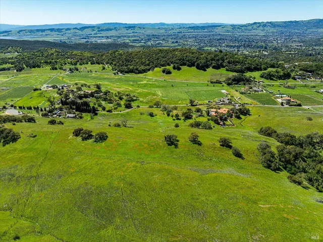 a view of a lush green hillside and houses