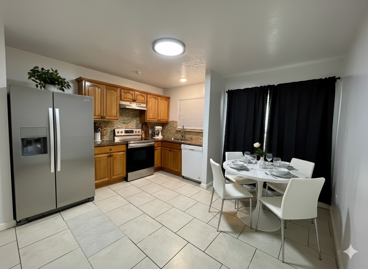 9506 Riverside Lodge Drive Houston, TX 77083 - Photo 14 of 16 a kitchen with stainless steel appliances a refrigerator and a stove top oven