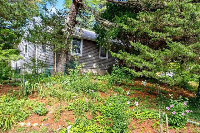 a backyard of a house with lots of green space