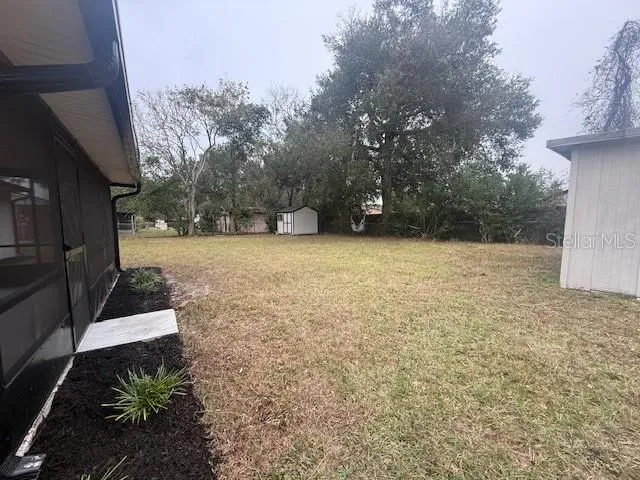 a view of backyard with green space