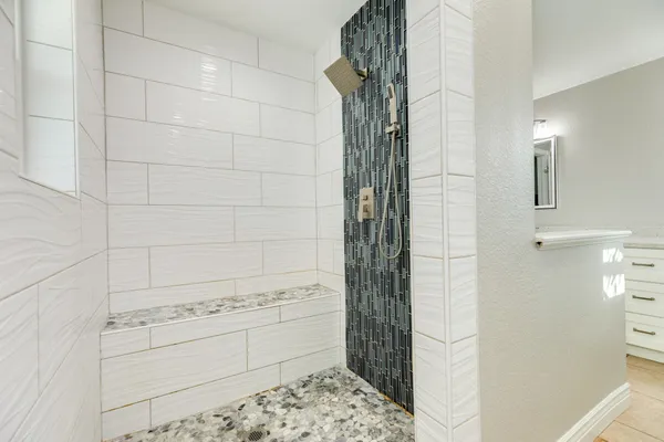 a bathroom with a shower