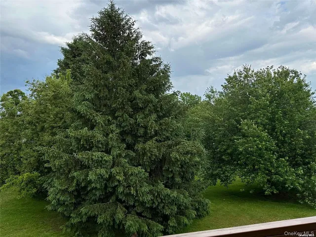 an aerial view of residential house with outdoor space and trees around
