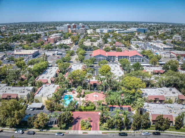 an aerial view of a city