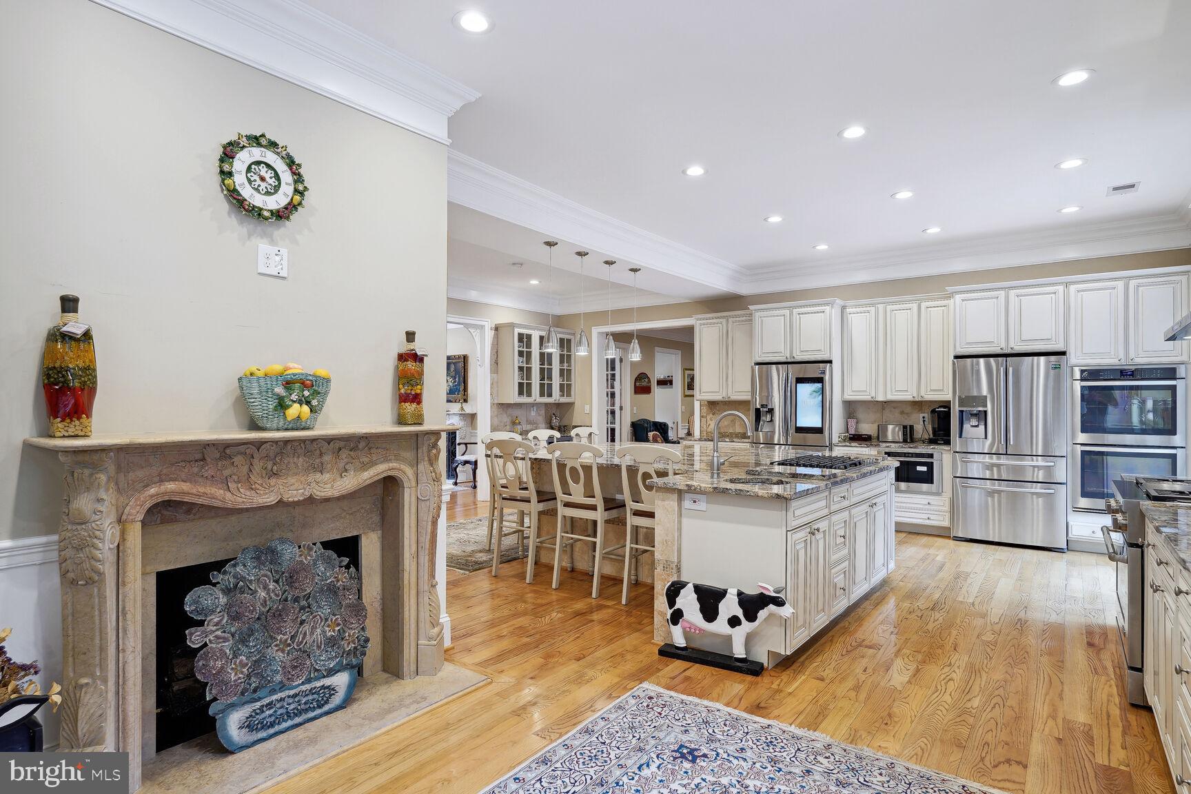 10813 Lockland Road Potomac, MD 20854 - Photo 27 of 73 a living room with stainless steel appliances furniture a fireplace and a open kitchen view