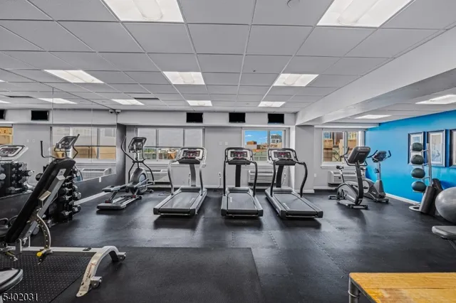 a view of a room with gym equipment