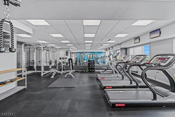 a view of a room with gym equipment