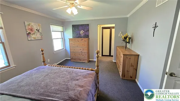 a view of a hallway with a workspace