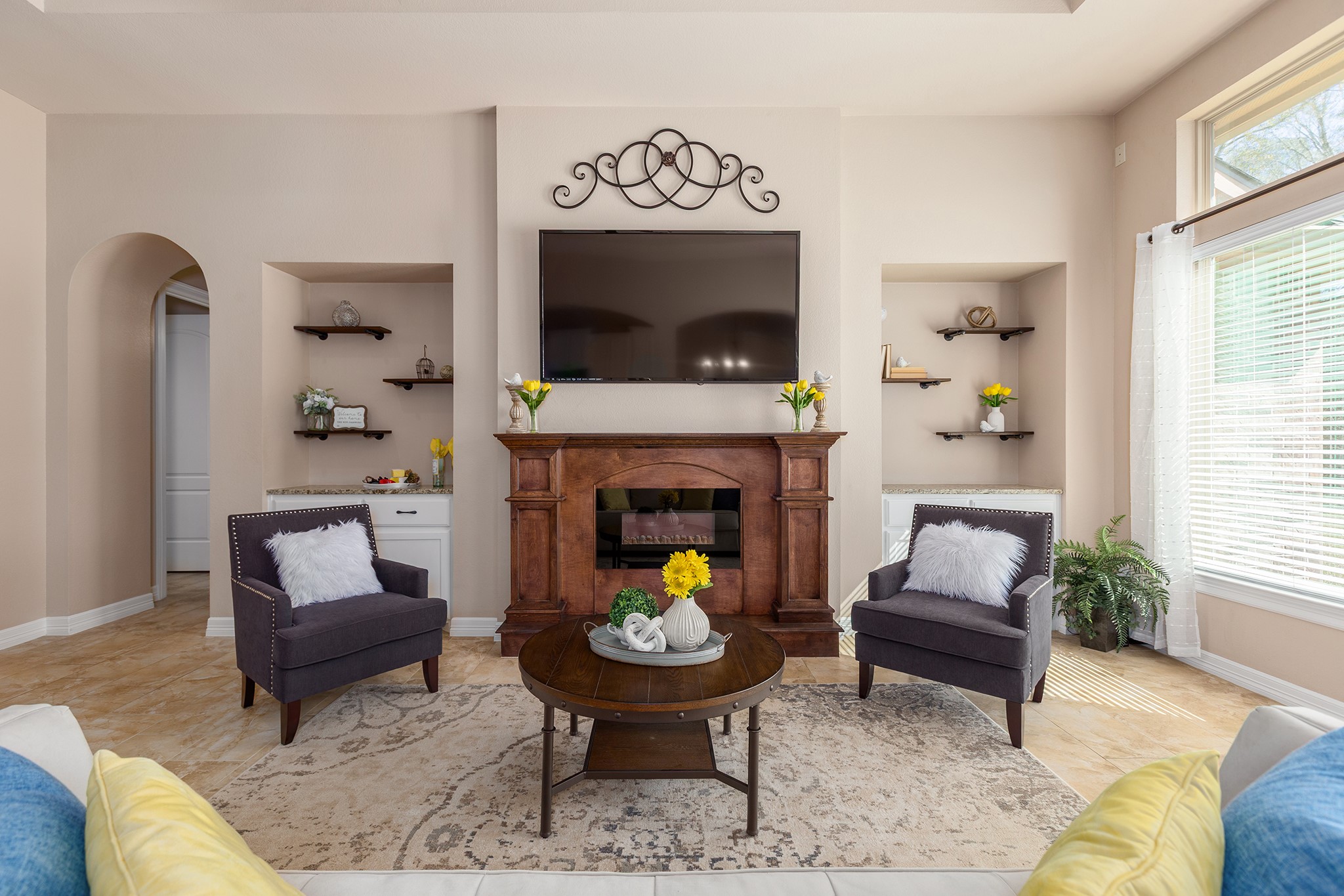 27688 Rio Blanco Drive Splendora, TX 77372 - Photo 11 of 50 a living room with furniture and a fireplace
