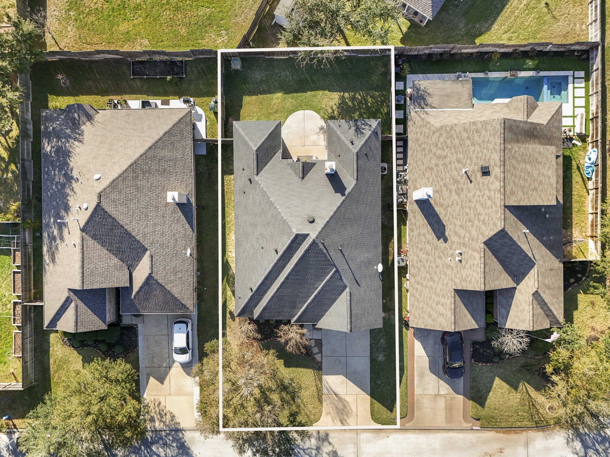 21107 Coldde Meadow Lane Spring, TX 77379 - Photo 38 of 50 This overhead view shows the home’s position on the lot and highlights the recently installed roof (2024). Major system updates including the brand new HVAC installed in 2026 add additional confidence in the home’s long-term maintenance.