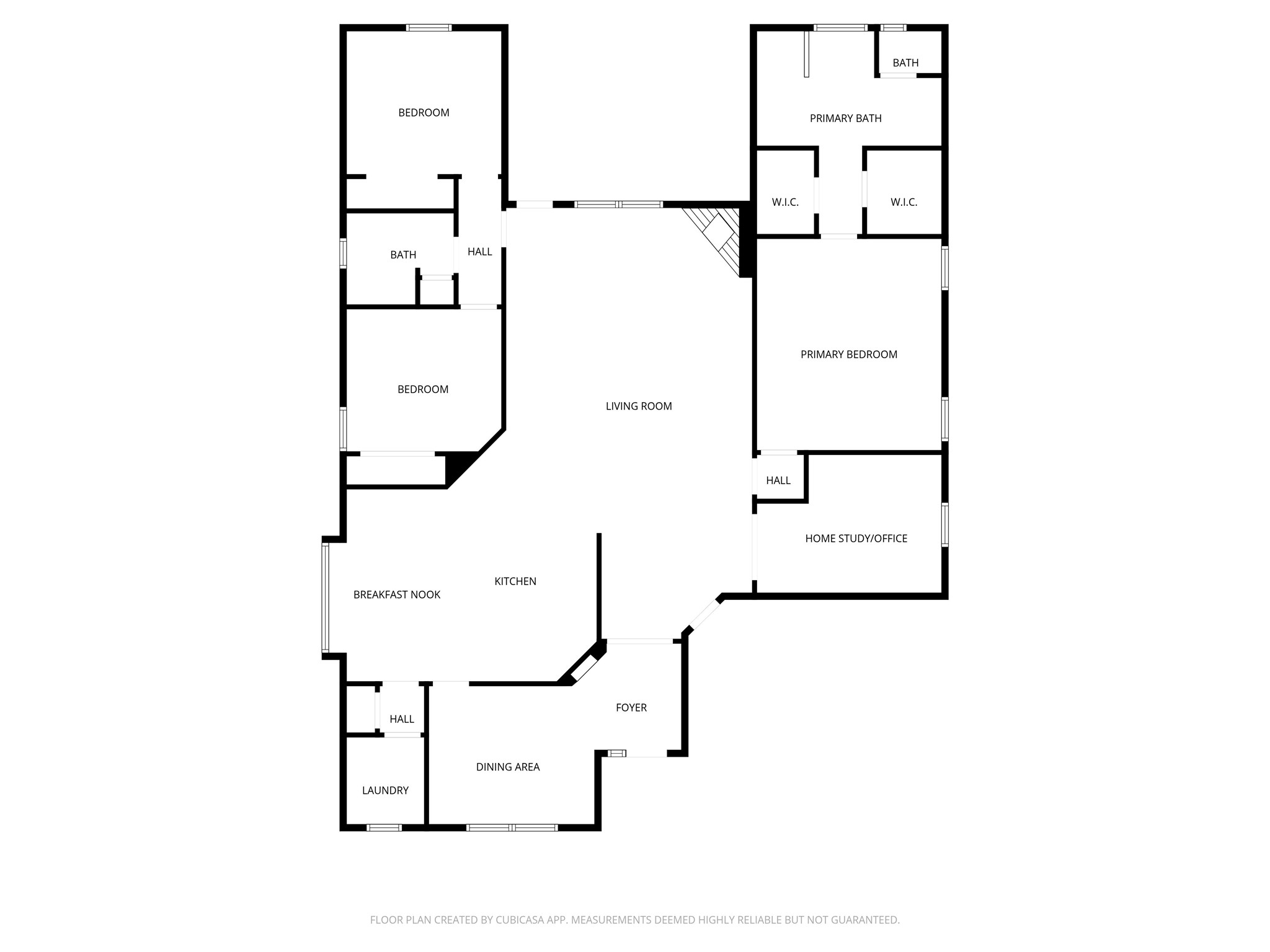 21107 Coldde Meadow Lane Spring, TX 77379 - Photo 50 of 50 The floor plan highlights the home’s thoughtful one-story layout, with the primary suite set apart for privacy, two secondary bedrooms and a shared bath off the living room hallway, and a central living area that connects the kitchen, breakfast space, and formal dining. The study with French doors adds a flexible space near the main living areas, while the overall design keeps everyday living easy and connected.