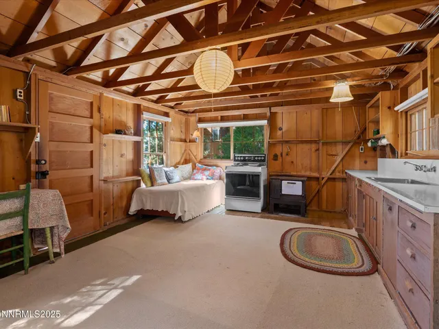 a view of balcony with wooden floor