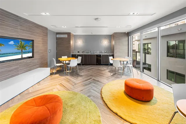 a view of an outdoor space with seating area