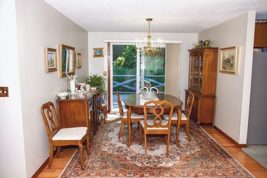 106 Lawrence Road Chicopee, MA 01013 - Photo 16 of 39 a dining room with furniture a chandelier and wooden floor