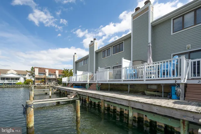 a view of a lake with a terrace