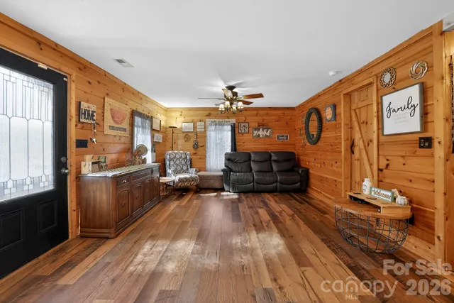 a living room with furniture