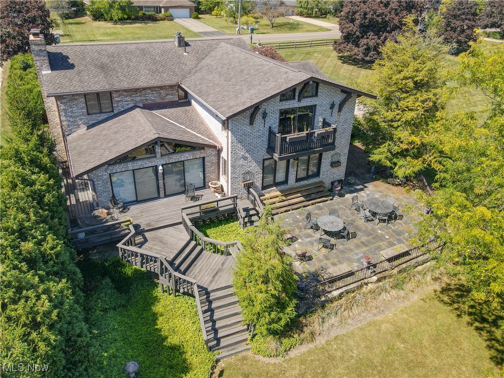1091 Sand Run Road Akron, OH 44313 - Photo 25 of 26 The aerial view shows the expansive opportunities for backyard entertaining and relaxing ... balcony, patio, veranda, tiered deck and stone patio.