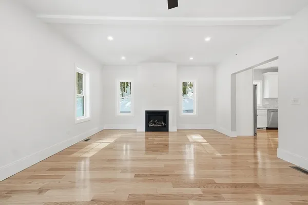 a view of a livingroom with a fireplace