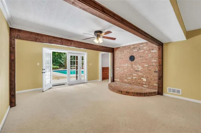 a view of a livingroom with a fireplace