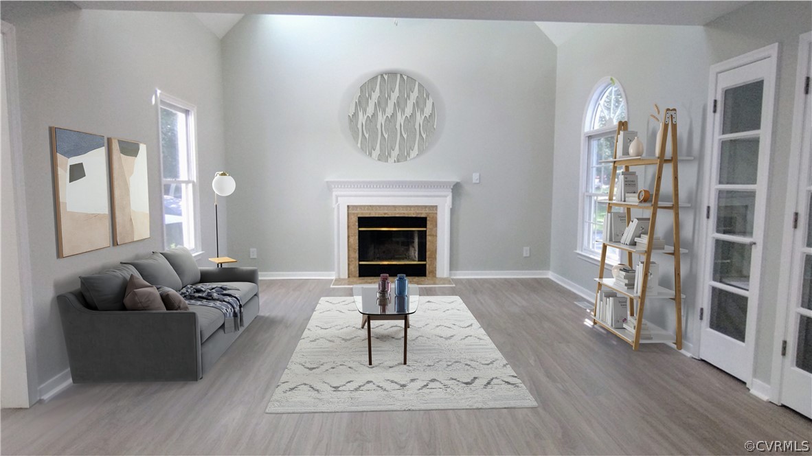6000 Middlefield Place Chesterfield, VA 23832 - Photo 15 of 32 a living room with furniture a fireplace and a chandelier