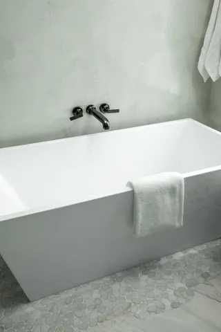 a bathroom with a bathtub