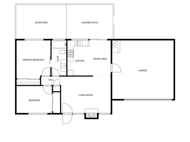 a picture of a room with a refrigerator