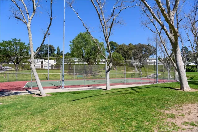 a view of a park with a slide