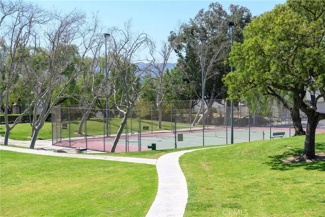 a view of a park with a slide