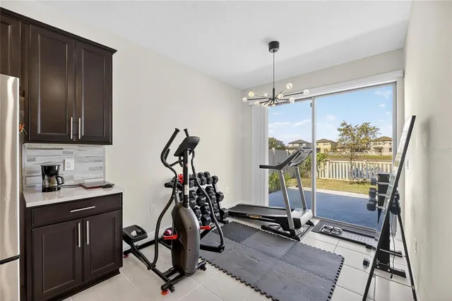 a view of a room with gym equipment
