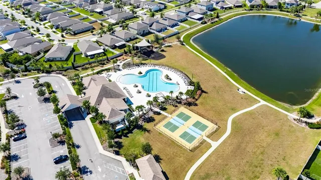 an aerial view of a house