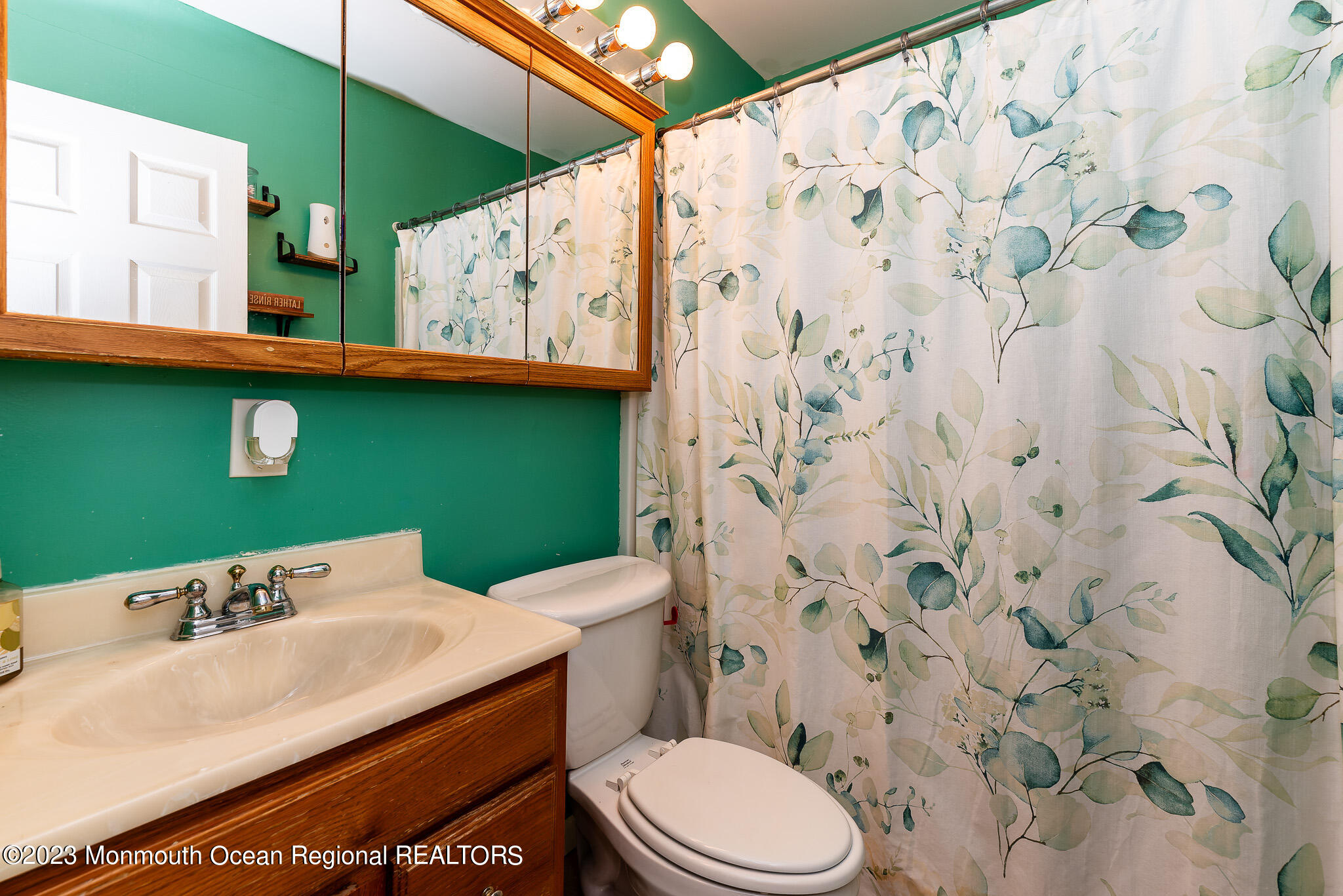 1520 Whitcomb Road Forked River, NJ 08731 - Photo 19 of 31 a bathroom with a sink a toilet and a shower curtain