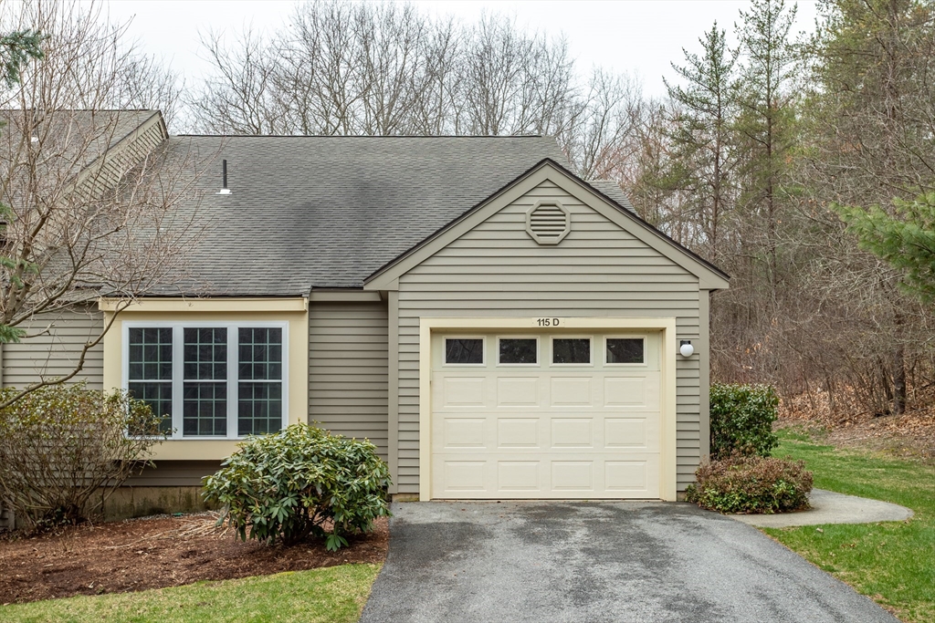 a view of house with a yard and potted plants